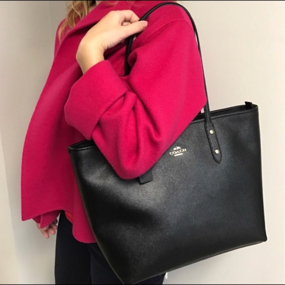 🌷coach city zip tote/black/shoulder bag/leather - Picture 3 of 8